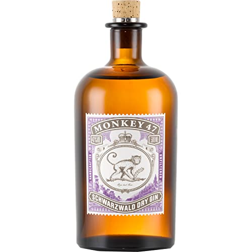 Monkey 47 Schwarzwald Dry Gin – Harmonischer Ultra Premium Gin mit Wacholderaroma & frischen Zitronen- und Fruchtnoten – 1 x 0,5 L | 500 ml (1er Pack)