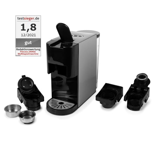 PRINCESS Multikapsel-Kaffeemaschine 4-in-1 – 1450 Watt, Kapsel, Pads,...