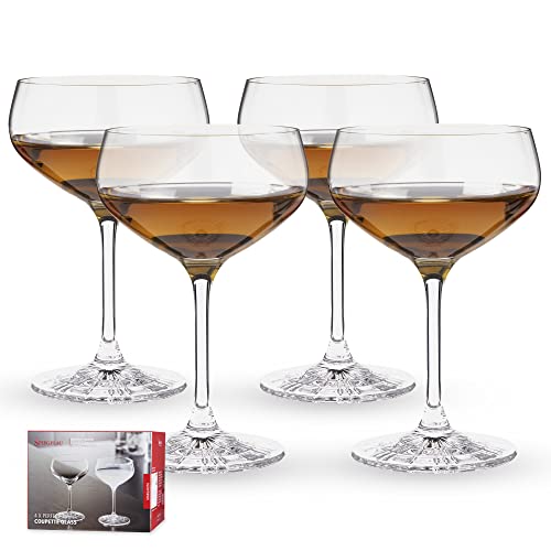 Spiegelau 4-teiliges Cocktailschalen-Set, Champagnerschale/Coupette Glas, Kristallglas, 235 ml, Perfect Serve, 4500174