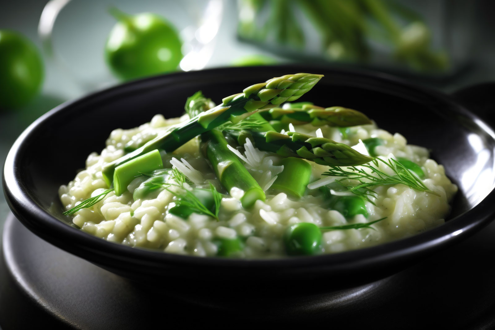 Perfect asparagus risotto with green asparagus